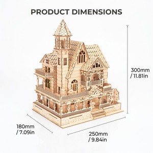 Puzzle 3D in Legno Personalizzato Stile Moderno Villa con Giardino e Cortile per Appassionati di Architettura - Product Image 2
