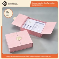 Boîte à double ouverture personnalisée avec fermeture magnétique pour cadeaux, thé, produits de soin de la peau ; gaufrage de logo disponible, designs clients