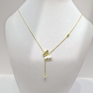 Collier papillon en argent sterling 925 plaqué or, prix d'usine, cadeau pour femme, pendentif coquillage, collier à pampilles, idéal pour l'été et les mariages - Product Image 3