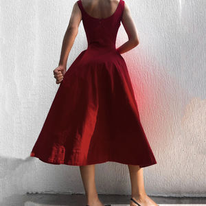 เดรสยาวทรงเมอร์เมดแบบไม่มีแขนสไตล์ฝรั่งเศสสำหรับผู้หญิง เอวสูง กระชับรูปร่าง สวยงาม - Product Image 6