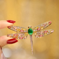 Broche Libellule Vintage Élégante XILIANGFEIZI en Cuivre et Zircon, Plaqué Or 18K avec Pierre Verte, pour Femme