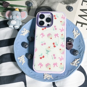 Funda de teléfono con panel trasero de rejilla magnética reemplazable para <span class=keywords><strong>iPhone</strong></span> 17 / 17pro/17promax/17air con la cereza dorada y pastel - Product Image 1