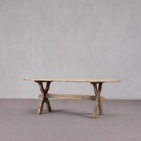 Table à manger ovale en bois massif, faite à la main, stable, 10 places, design antique, luxueux, écologique, rustique, Wabi-Sabi, pour salle à manger/salon