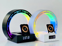 Enceinte sans fil avec éclairage LED RVB et fonction horloge, en plastique, pour Bluetooth 5.0