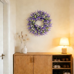 Künstlicher Lavendel-Violett-Kranz, Lila Blumen-Türkranz für Haustür, Hochzeit, Brautparty, Frühlingsdekoration - Product Image 3