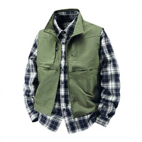 Gilet d'extérieur multi-poches grande taille pour homme, sans manches, coupe extra-large, zippé, été, transfrontalier