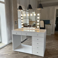 Table de maquillage sur mesure avec 7 tiroirs, commode blanche, miroir de coiffeuse 3 couleurs, table de maquillage pour adolescentes, tables de maquillage