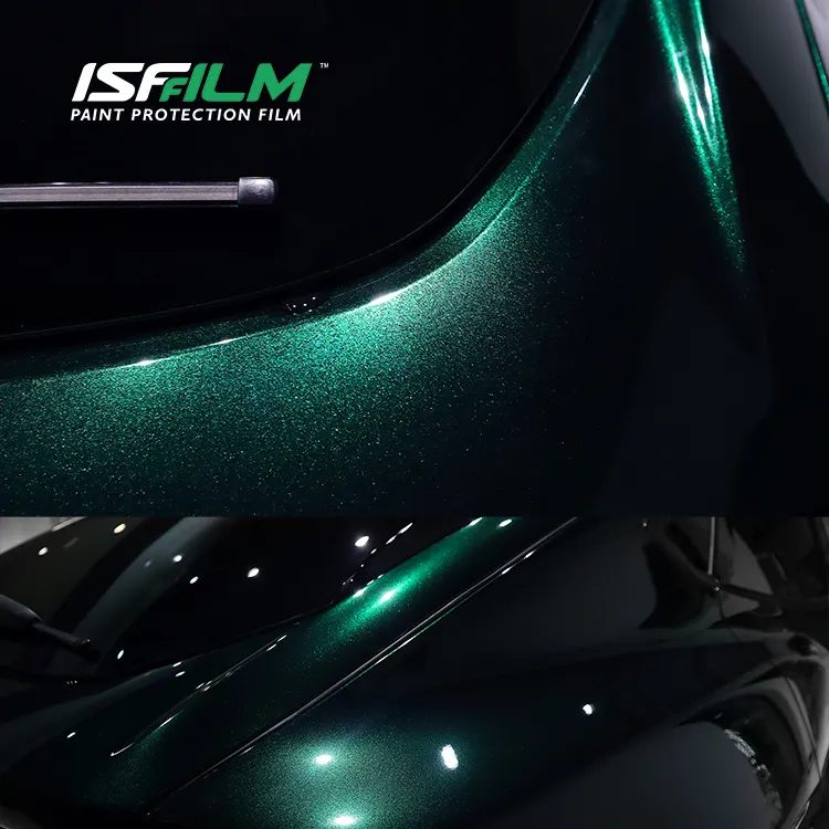 ISFFILM Glanz-Diamant Farbschaltung automatische Folie grüne Farbe Schutzkeramikbeschichtung selbshellende PPF Anti-Raster-Autofolie