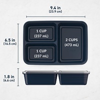 Conteneur alimentaire jetable en plastique JYM Factory, conteneur alimentaire à 3 compartiments, conteneur alimentaire carré pour micro-ondes, préparation de repas