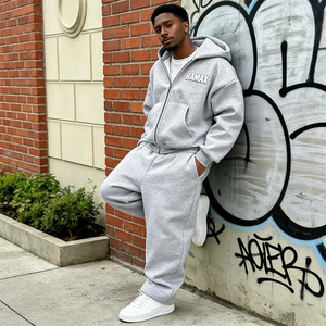 Sweat à capuche personnalisé pour homme, style streetwear automne, en tissu éponge 100% coton lavé 500 g/m², fermeture éclair, respirant, écologique, couleur unie - Product Image 2