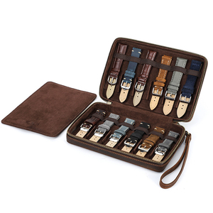 Vintage 12 Slots <b>Watch</b> Straps Carrying <b>Case</b> Bag Organizer Genuine Leather <b>Watch</b> Band Storage Box for Apple <b>Watch</b> Band Storage - Product Image 5