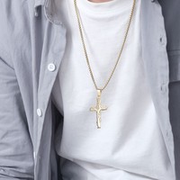 CAIOOCHE - Collares con Colgante de Cruz de Árbol de la Vida, Joyería de Moda de Acero Inoxidable Chapado en Oro, para Mujeres y Hombres, para la Creación de Joyas