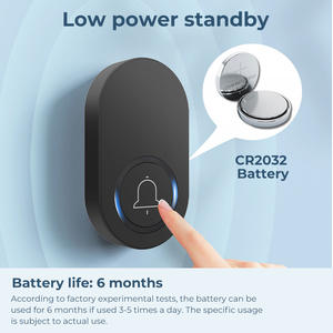 Cacazi Sonnette sans fil avec télécommande, portée de 300 mètres, alimentée par batterie, avec 60 mélodies pour usage domestique - Product Image 4