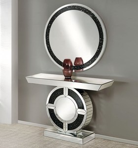 Wholesale Living Room <strong>Console</strong> Furniture <strong>Black</strong> Crystal Round Mirrored <strong>Console</strong> Table - Product Image 1