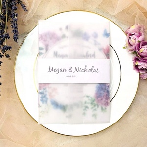 Invitaciones de Boda de Papel Vitela Morado Baratas y Tarjetas de Invitación de Cumpleaños con Bolsillo de Papel Vitela Personalizadas - Product Image 1