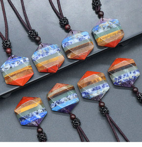 Bijoux en <span class=keywords><strong>orgonite</strong></span> tendance, cristal de guérison, pierre naturelle, collier 7 chakras, étoile de David, cristal étoile à six branches - Product Image 3