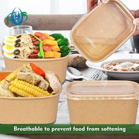 Bols carrés jetables, compostables, biodégradables, recyclables en papier kraft robuste pour sushis, salades, lait, collations (chaud/froid) personnalisables
