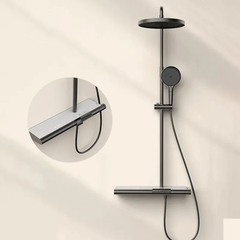 סט מקלחת גשם דיגיטלי מפתחות פסנתר פליז דיגיטלי חדר אמבטיה חדר אמבטיה מדף מקלחת בלחץ תרסיס עילי גדול
