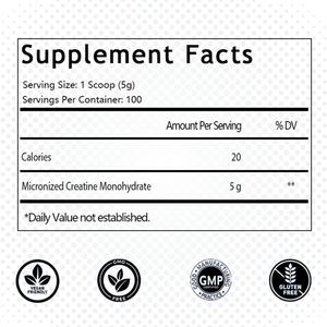 Monohidrato de Creatina Micronizado en Polvo, Aumenta la Masa Muscular Magra, Mejora el Rendimiento y la Fuerza y Apoya la Recuperación del Entrenamiento - Product Image 2