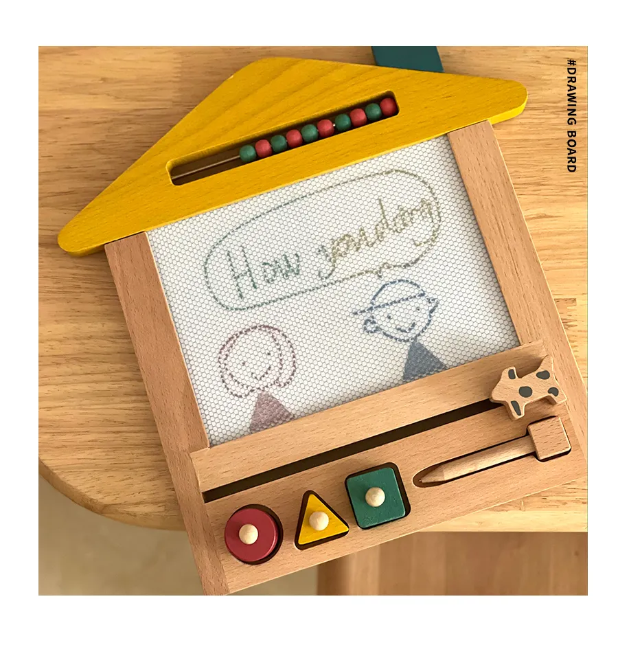 Wanhua mainan papan gambar magnetik anak-anak, keluaran baru 2022 kayu magnetik Erasing kayu Montessori pendidikan awal matematika Abacus untuk anak-anak