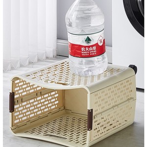 Panier à linge pliable grande capacité avec roulettes, organisateur de vêtements blanc cassé - Product Image 2