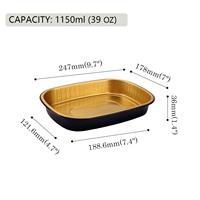 Boîte de cuisson rectangulaire en aluminium jetable de qualité alimentaire MESTAEK, couleurs personnalisées noir et or, plaque de cuisson avec couvercle