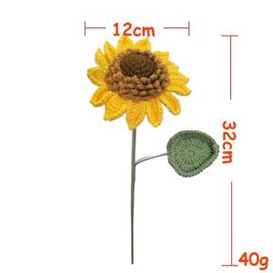 El Örgüsü Pamuklu Yapay Çiçekler Bitmiş El Dokuması El Yapımı Simülasyon İplik Örgü Gül Ayçiçeği Düğün Dekoru - Product Image 6