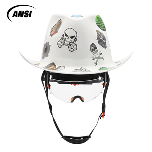 <span class=keywords><strong>Ansi</strong></span> หมวกกันน็อคชนิด<span class=keywords><strong>1</strong></span>คลาส C สไตล์คาวบอยหมวกกันน็อคแบบเต็มขอบหมวกแข็ง6จุดหมวกนิรภัย DIY สติกเกอร์สะท้อนแสงตลกกำหนดโลโก้ได้เองพร้อมที่บังแดด - Product Image 2