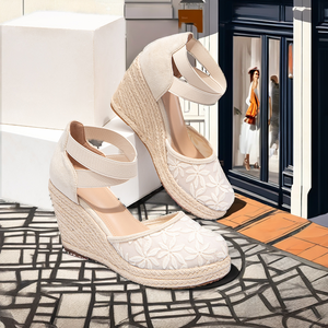 Sandalias de cuña con cordones y punta cerrada para mujer, estilo de moda para caminar, con suela gruesa antideslizante y tacones altos, ideales para el verano. - Product Image 2