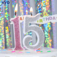 Velas de Pastel Metálicas Personalizables con Números, Hechas a Mano con Cera de Parafina Brillante, Corona, Lazo, Tema Romántico, Impresión Digital para Fiestas
