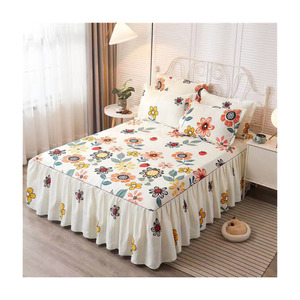 3pcs conjunto suave <span class=keywords><strong>colcha</strong></span> 1pc de impresión falda de la cama + 2pcs funda de almohada de cubierta de cama falda de la cama - Product Image 1