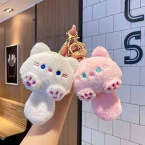 Nuevos llaveros de dibujos animados de Color Rosa lindo gatito gato personalizado Mini juguete de peluche almohada llavero - Product Image 5