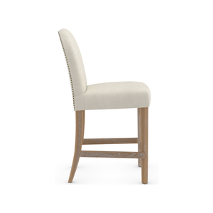 Барный стул премиум-класса с обивкой, ножки из массива дуба, мягкое тканевое сиденье и спинка, идеальный барный стул - Product Image 3