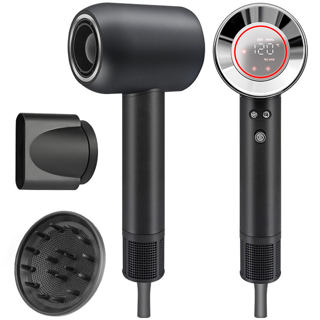 Hot Selling Professional BLDC Ionic Salon Household Electric Hair Dryer 110000RPM 1800W LCD Display Concentrator Nozzle