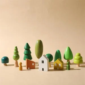 북유럽 빌딩 블록 미니어처 나무 장난감 균형 스태킹 돌 나무 유아 어린이를위한 교육 완구