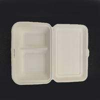 Biodégradable-emballage à 2 compartiments, emballage en pâte jetable pour aliments, boîte à Lunch de canne à sucre jetable