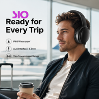 Headset Lipat Tahan Air IP65 dengan Port AUX, Driver 40mm Jangkauan 15M BT 5.3 Stereo