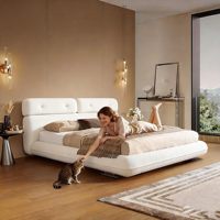 Ensemble de lit King Size, cadre de qualité, style simple, crème, hôtel, solide, vente en gros, design blanc, cadres de luxe, lit
