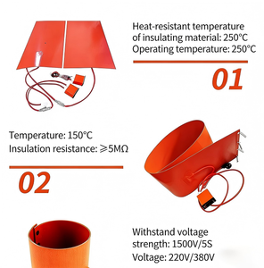 แผ่นทำความร้อนซิลิโคนแบบยืดหยุ่น 12V/48V แบบกำหนดเองได้ พร้อมใบรับรอง CE สำหรับอุตสาหกรรมฟาร์ม ใช้เป็นแกนกลางแผ่นทำความร้อน - Product Image 5