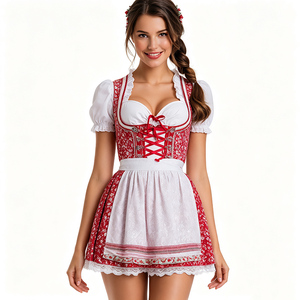 <span class=keywords><strong>Traje</strong></span> de <span class=keywords><strong>Oktoberfest</strong></span> para <span class=keywords><strong>Hombre</strong></span>, Vestido Mini Dirndl de Poliéster Rojo con Estampado Floral, Disfraz Tradicional Bávaro Alemán para Festival de la Cerveza con <span class=keywords><strong>Traje</strong></span> - Product Image 1