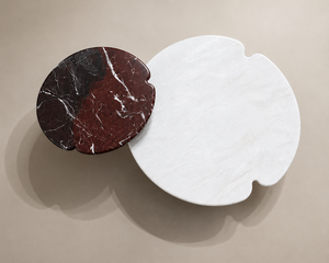Ensemble de table basse moderne en pierre avec structure en acier inoxydable, design combiné, mobilier de luxe personnalisable pour la maison et l'hôtel - Product Image 3