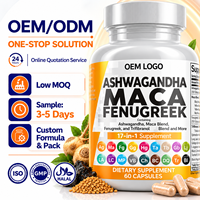 Fabricant de capsules d'ashwagandha, de maca et de fenugrec en marque privée OEM, 60 capsules, mélange d'herbes, complément alimentaire, approvisionnement en gros