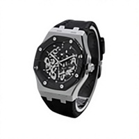 Montre mécanique automatique pour homme, boîtier rond en alliage, bracelet en TPU, affichage à aiguilles, résistance à l'eau 3 bars