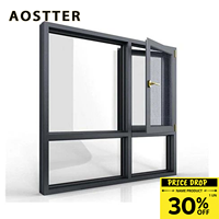 Fenêtres à battants en aluminium noir de style français moderne insonorisées avec isolation thermique et double vitrage trempé