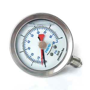 63mm 2.5inch Dial size range of 6bar 90PSI Pressure gauge with rememory red pointer