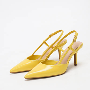 1235 donna-4 <span class=keywords><strong>tacchi</strong></span> <span class=keywords><strong>alti</strong></span> 2025 primavera autunno nuovo stile di nicchia giallo Sexy sandali a punta versatili per l'estate - Product Image 1