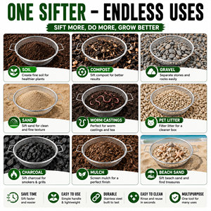 Reusable Galvanized <b>Garden</b> Soil Sieve for Planting and Landscaping - Product Image 6