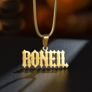 Collier pour homme style hip-hop, personnalisé avec un nom, en acier inoxydable, chaîne cubaine épaisse - Product Image 2