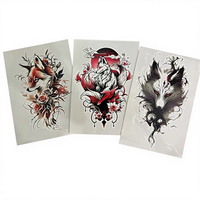 Nouvelles tatouages temporaires 3D noirs réalistes : lions, tigres et loups flamboyants – autocollants de tatouage pour Halloween à appliquer sur la moitié du bras