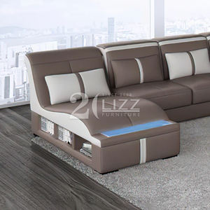 أثاث ذكي مستقبلي ليزا أريكة جلدية مقطعية حديثة على شكل حرف U مع كرسي قوس - Product Image 4